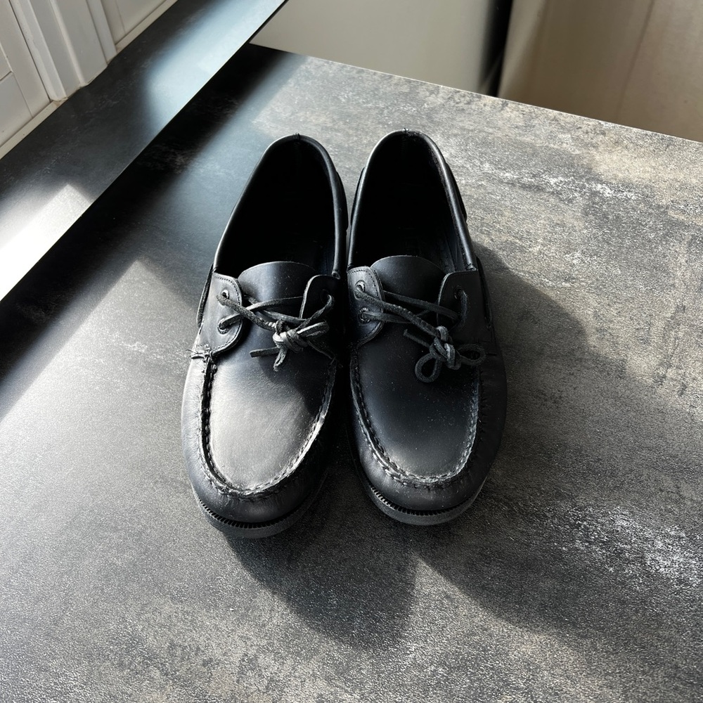 Sperry Black Boat Shoes Moccasin-Style Leather